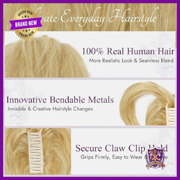 Real Human Hair Claw Clip Ponytail Extension 8 Inch Bendable Wires